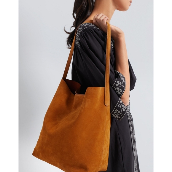 NWT! Mansur Gavriel Cuoio Everyday Cabas Suede Slouch Shoulder Bag Tote Boho - Picture 2 of 12